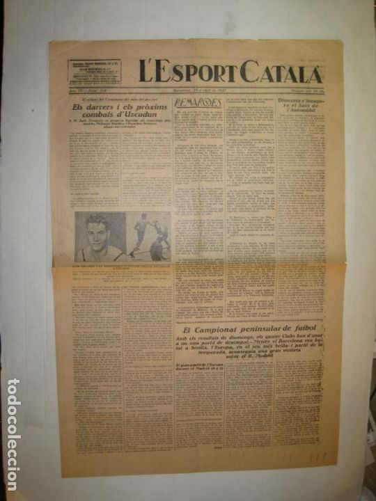 Coleccionismo deportivo: L' ESPORT CATALA-N&ordm; 114-ANY 1927-UZCUDUN VS DELANEY-JACK DEMPSEY-FUTBOL-BOXEO-VER FOTOS-(V-23.583)