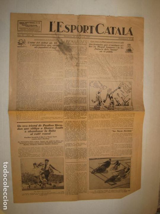 Collezionismo sportivo: L' ESPORT CATALA-N&ordm; 96-ANY 1927-RICARDO ZAMORA-UZCUDUN VS HOMER-FUTBOL-BOXEO-VER FOTOS-(V-23.587)