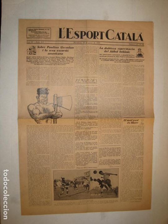 Coleccionismo deportivo: L' ESPORT CATALA-N&ordm; 97-ANY 1927-PAULINO UZCUDUN EN AMERICA-FUTBOL-BOXEO-VER FOTOS-(V-23.588)