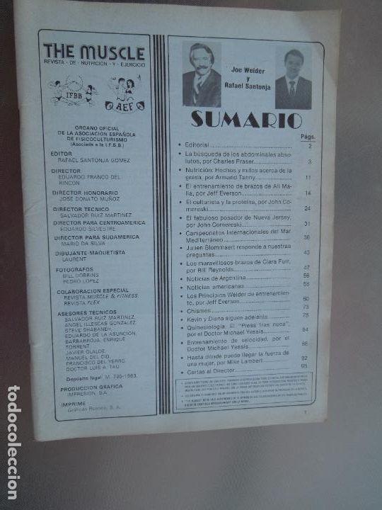 Coleccionismo deportivo: THE MUSCLE REVISTA DE CULTURISMO N&ordm; &iquest;? A&Ntilde;OS 80 - SIN PORTADA VER INDICE