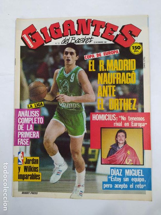 Sammelleidenschaft Sport: REVISTA GIGANTES DEL BASKET N&ordm; 59. 22 DICIEMBRE 1986 MADRID NAUFRAG&Oacute; VS ORTHEZ. HOMICIUS TDKC107
