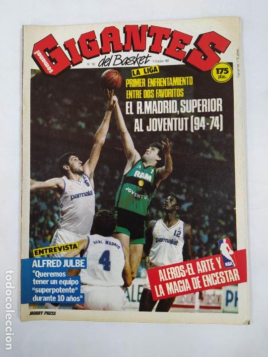 Coleccionismo deportivo: REVISTA GIGANTES DEL BASKET N&ordm; 102. 19 OCTUBRE 1987. ALFRED JULBE. REAL MADRID JUVENTUT. TDKC67
