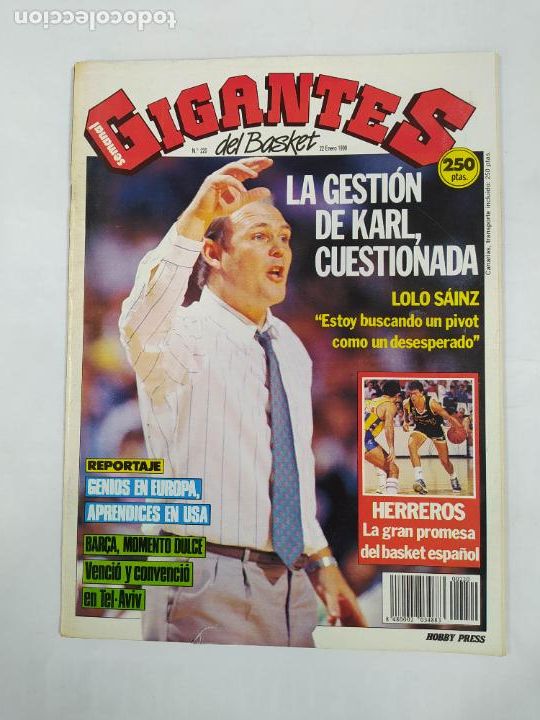 Coleccionismo deportivo: REVISTA GIGANTES DEL BASKET N&ordm; 220. 22 ENERO 1990. LOLO SAINZ. POSTER DINO RADJA. TDKC72