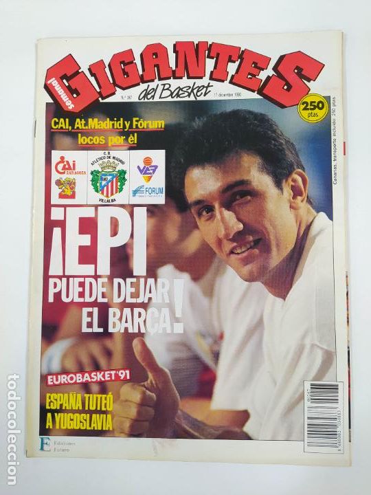 Coleccionismo deportivo: REVISTA GIGANTES DEL BASKET N&ordm; 267. 17 DICIEMBRE 1990. POSTER SHELTON JONES. EPI DEJA BARSA TDKR62