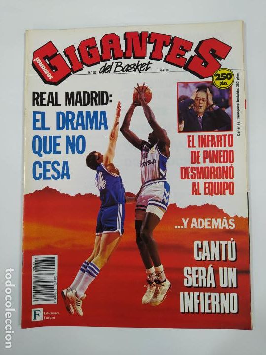 Coleccionismo deportivo: REVISTA GIGANTES DEL BASKET N&ordm; 282. 1 ABRIL 1991. INFARTO DE PINEDO. POSTER TERRY PORTER. TDKR62