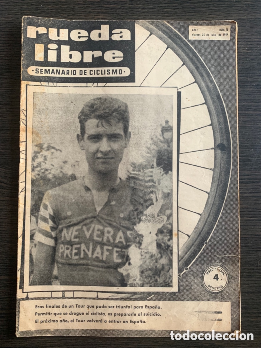 Coleccionismo deportivo: Revista rueda libre semanario de ciclismo n&ordm; 16 de 1958