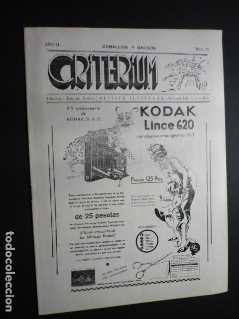 Coleccionismo deportivo: CRITERIUM REVISTA ILUSTRADA N&ordm; 35 1934 CABALLOS HIPICA RARA REVISTA