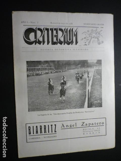 Collectionnisme sportif: CRITERIUM REVISTA ILUSTRADA N&ordm; 7 1933 CABALLOS HIPICA RARA REVISTA