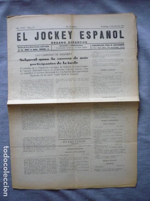 Collectionnisme sportif: EL JOCKEY ESPA&Ntilde;OL ORGANO DEPORTIVO PERIODICO HIPICA CARRERAS DE CABALLOS ARANJUEZ JULIO 1933