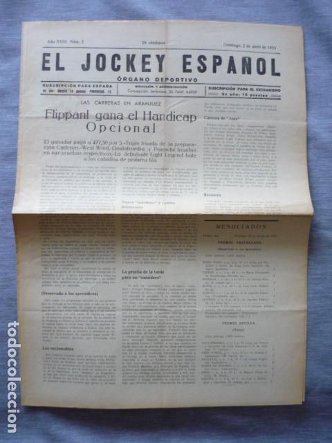 Coleccionismo deportivo: EL JOCKEY ESPA&Ntilde;OL ORGANO DEPORTIVO PERIODICO HIPICA CARRERAS DE CABALLOS ARANJUEZ ABRIL 1933