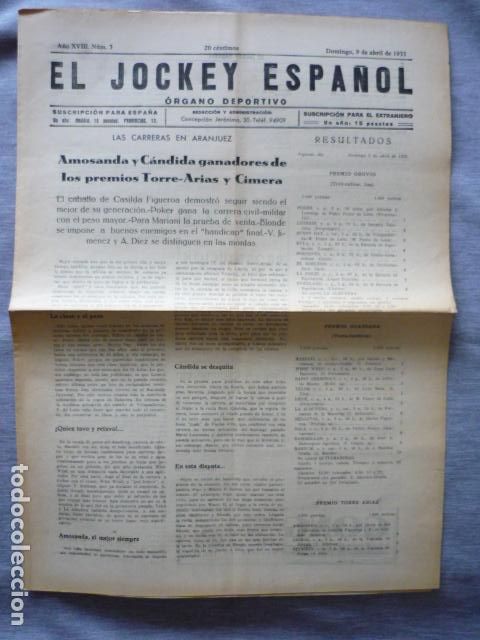 Collectionnisme sportif: EL JOCKEY ESPA&Ntilde;OL ORGANO DEPORTIVO PERIODICO HIPICA CARRERAS DE CABALLOS ARANJUEZ ABRIL 1933