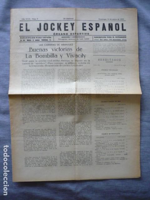 Coleccionismo deportivo: EL JOCKEY ESPA&Ntilde;OL ORGANO DEPORTIVO PERIODICO HIPICA CARRERAS DE CABALLOS ARANJUEZ MAYO 1933