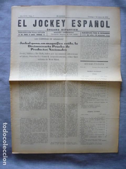 Coleccionismo deportivo: EL JOCKEY ESPA&Ntilde;OL ORGANO DEPORTIVO PERIODICO HIPICA CARRERAS DE CABALLOS ARANJUEZ MAYO 1933