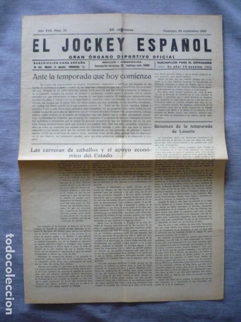 Collectionnisme sportif: EL JOCKEY ESPA&Ntilde;OL ORGANO DEPORTIVO PERIODICO HIPICA CARRERAS DE CABALLOS SEPTIEMBRE 1932
