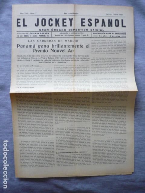 Coleccionismo deportivo: EL JOCKEY ESPA&Ntilde;OL ORGANO DEPORTIVO PERIODICO HIPICA CARRERAS DE CABALLOS ABRIL 1932