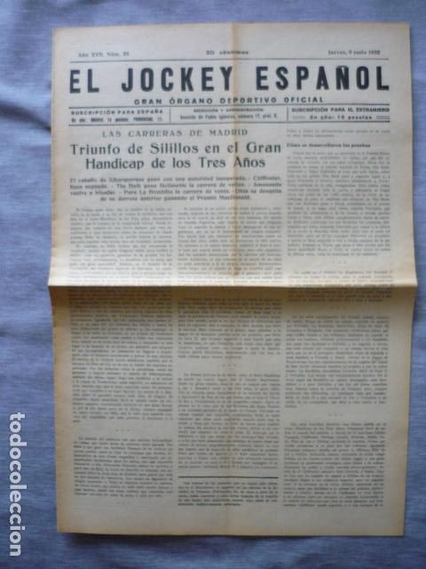 Sports collectibles: EL JOCKEY ESPA&Ntilde;OL ORGANO DEPORTIVO PERIODICO HIPICA CARRERAS DE CABALLOS JUNIO 1932