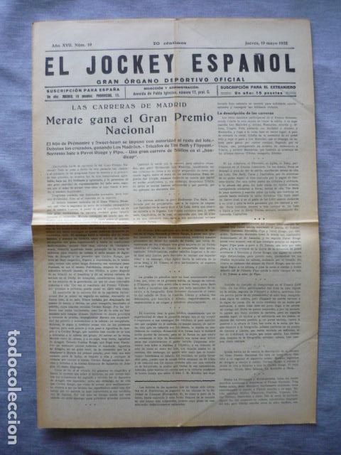 Coleccionismo deportivo: EL JOCKEY ESPA&Ntilde;OL ORGANO DEPORTIVO PERIODICO HIPICA CARRERAS DE CABALLOS MAYO 1932