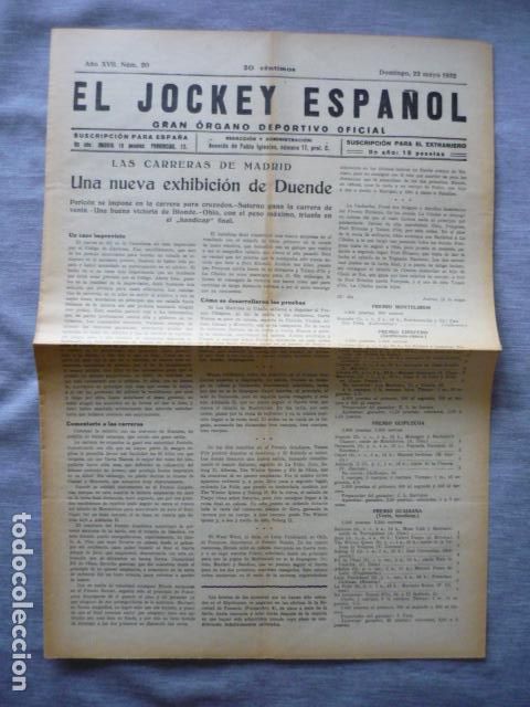 Coleccionismo deportivo: EL JOCKEY ESPA&Ntilde;OL ORGANO DEPORTIVO PERIODICO HIPICA CARRERAS DE CABALLOS MAYO 1932