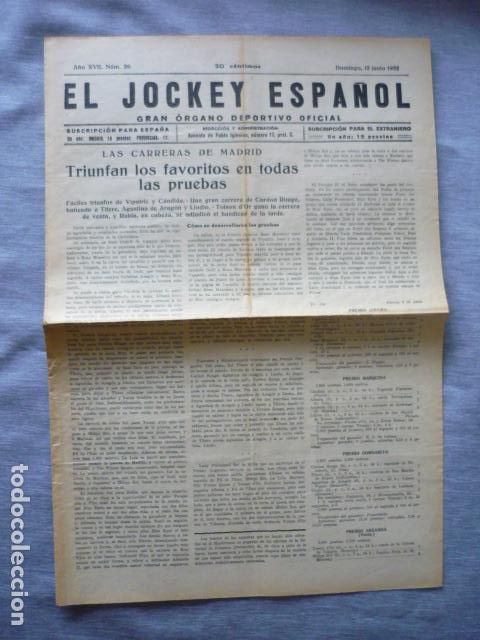Coleccionismo deportivo: EL JOCKEY ESPA&Ntilde;OL ORGANO DEPORTIVO PERIODICO HIPICA CARRERAS DE CABALLOS JUNIO 1932