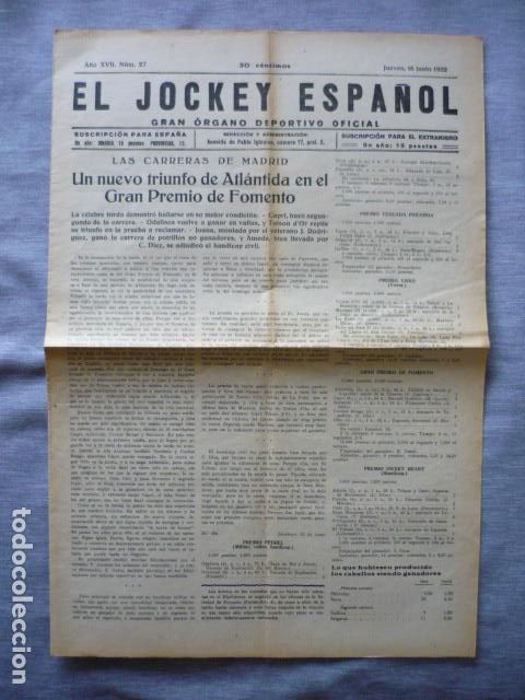 Collectionnisme sportif: EL JOCKEY ESPA&Ntilde;OL ORGANO DEPORTIVO PERIODICO HIPICA CARRERAS DE CABALLOS JUNIO 1932