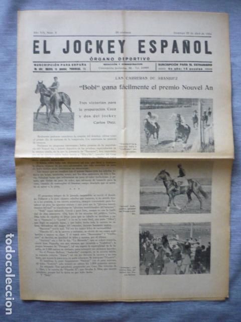 Collectionnisme sportif: EL JOCKEY ESPA&Ntilde;OL ORGANO DEPORTIVO PERIODICO HIPICA CARRERAS DE CABALLOS ARANJUEZ ABRIL 1934