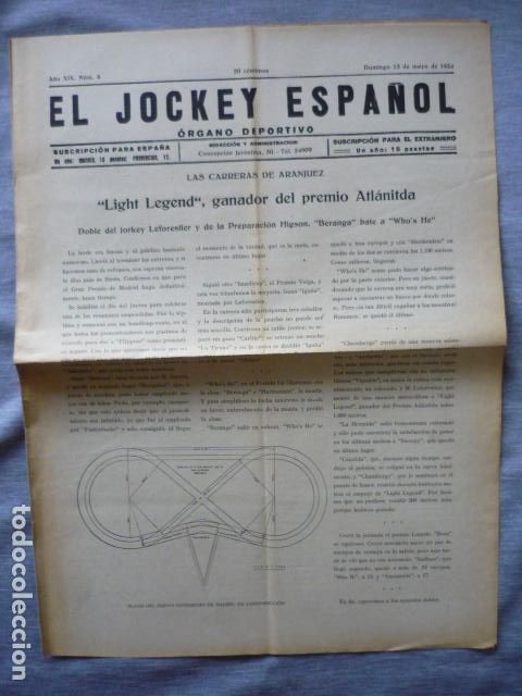 Coleccionismo deportivo: EL JOCKEY ESPA&Ntilde;OL ORGANO DEPORTIVO PERIODICO HIPICA CARRERAS DE CABALLOS ARANJUEZ MAYO 1934