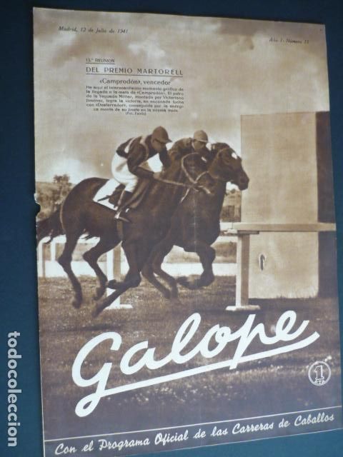 Coleccionismo deportivo: REVISTA GALOPE HIPICA 1941 N&ordm; 13 JULIO 1941