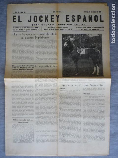 Coleccionismo deportivo: EL JOCKEY ESPA&Ntilde;OL ORGANO DEPORTIVO PERIODICO HIPICA CARRERAS DE CABALLOS MADRID OCTUBRE 1930