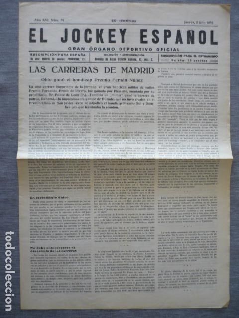 Sammelleidenschaft Sport: EL JOCKEY ESPA&Ntilde;OL ORGANO DEPORTIVO PERIODICO HIPICA CARRERAS DE CABALLOS MADRID JULIO 1931