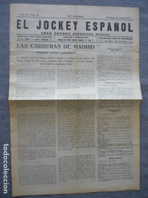 Collectionnisme sportif: EL JOCKEY ESPA&Ntilde;OL ORGANO DEPORTIVO PERIODICO HIPICA CARRERAS DE CABALLOS MADRID OCTUBRE 1931