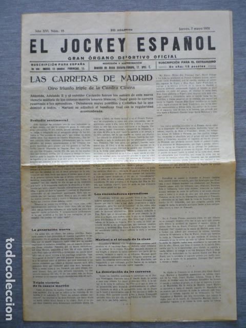 Sports collectibles: EL JOCKEY ESPA&Ntilde;OL ORGANO DEPORTIVO PERIODICO HIPICA CARRERAS DE CABALLOS MADRID MAYO 1931