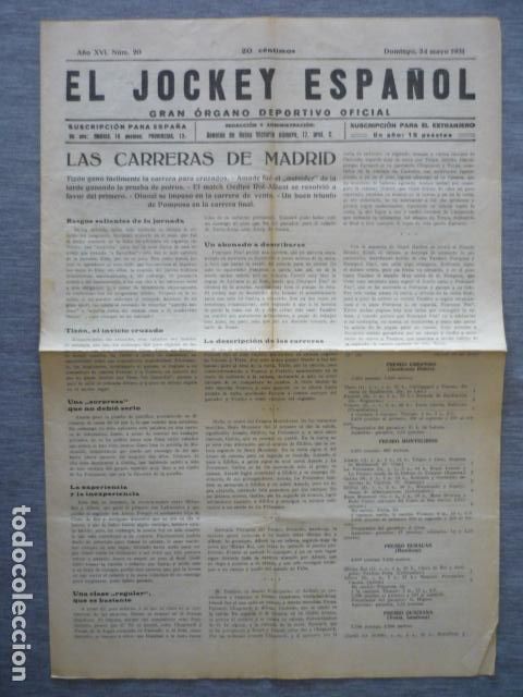 Sammelleidenschaft Sport: EL JOCKEY ESPA&Ntilde;OL ORGANO DEPORTIVO PERIODICO HIPICA CARRERAS DE CABALLOS MADRID MAYO 1931