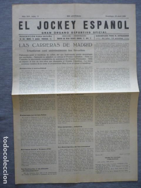 Collectionnisme sportif: EL JOCKEY ESPA&Ntilde;OL ORGANO DEPORTIVO PERIODICO HIPICA CARRERAS DE CABALLOS MADRID ABRIL 1931
