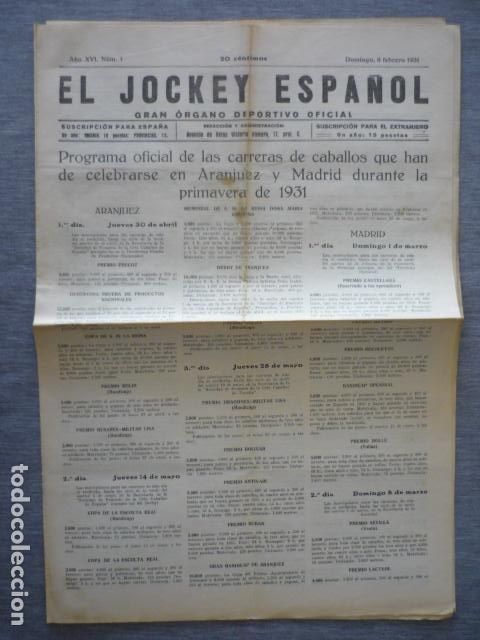 Collectionnisme sportif: EL JOCKEY ESPA&Ntilde;OL ORGANO DEPORTIVO PERIODICO HIPICA CARRERAS DE CABALLOS ARANJUEZ MADRID FEBRER 1931