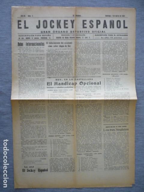 Coleccionismo deportivo: EL JOCKEY ESPA&Ntilde;OL ORGANO DEPORTIVO PERIODICO HIPICA CARRERAS DE CABALLOS MADRID MARZO 1930