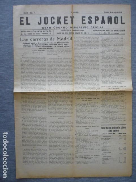 Collezionismo sportivo: EL JOCKEY ESPA&Ntilde;OL ORGANO DEPORTIVO PERIODICO HIPICA CARRERAS DE CABALLOS MADRID MAYO 1930