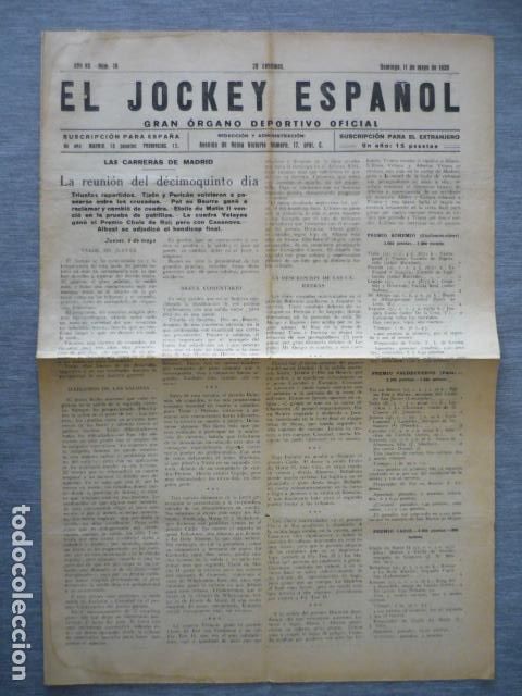 Sports collectibles: EL JOCKEY ESPA&Ntilde;OL ORGANO DEPORTIVO PERIODICO HIPICA CARRERAS DE CABALLOS MADRID MAYO 1930