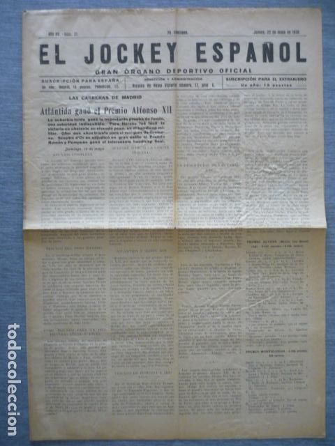 Coleccionismo deportivo: EL JOCKEY ESPA&Ntilde;OL ORGANO DEPORTIVO PERIODICO HIPICA CARRERAS DE CABALLOS MADRID MAYO 1930