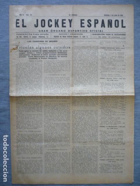Coleccionismo deportivo: EL JOCKEY ESPA&Ntilde;OL ORGANO DEPORTIVO PERIODICO HIPICA CARRERAS DE CABALLOS MADRID JUNIO 1930