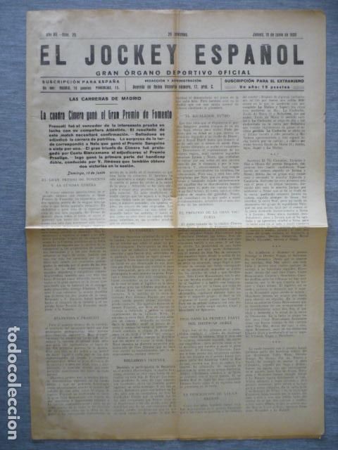 Collectionnisme sportif: EL JOCKEY ESPA&Ntilde;OL ORGANO DEPORTIVO PERIODICO HIPICA CARRERAS DE CABALLOS MADRID JUNIO 1930