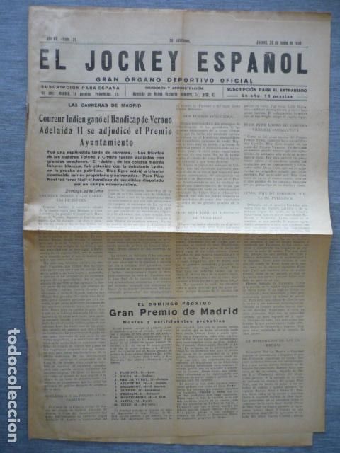 Collezionismo sportivo: EL JOCKEY ESPA&Ntilde;OL ORGANO DEPORTIVO PERIODICO HIPICA CARRERAS DE CABALLOS MADRID JUNIO 1930