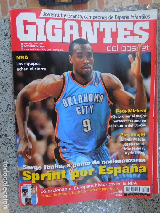 Coleccionismo deportivo: GIGANTES DEL BASKET REVISTA N&ordm; 1340- 07-2011- SERGE IBAKA - PETE MICKEAL