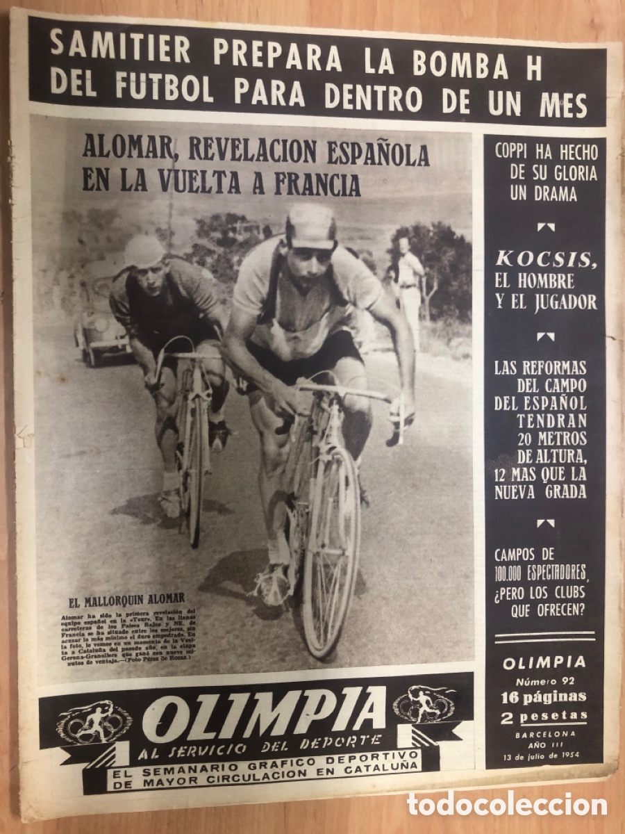 Coleccionismo deportivo: REVISTA OLIMPIA SEMANARIO GRAFICO DEPORTIVO N&ordm; 92 1955 TOUR DE FRANCIA