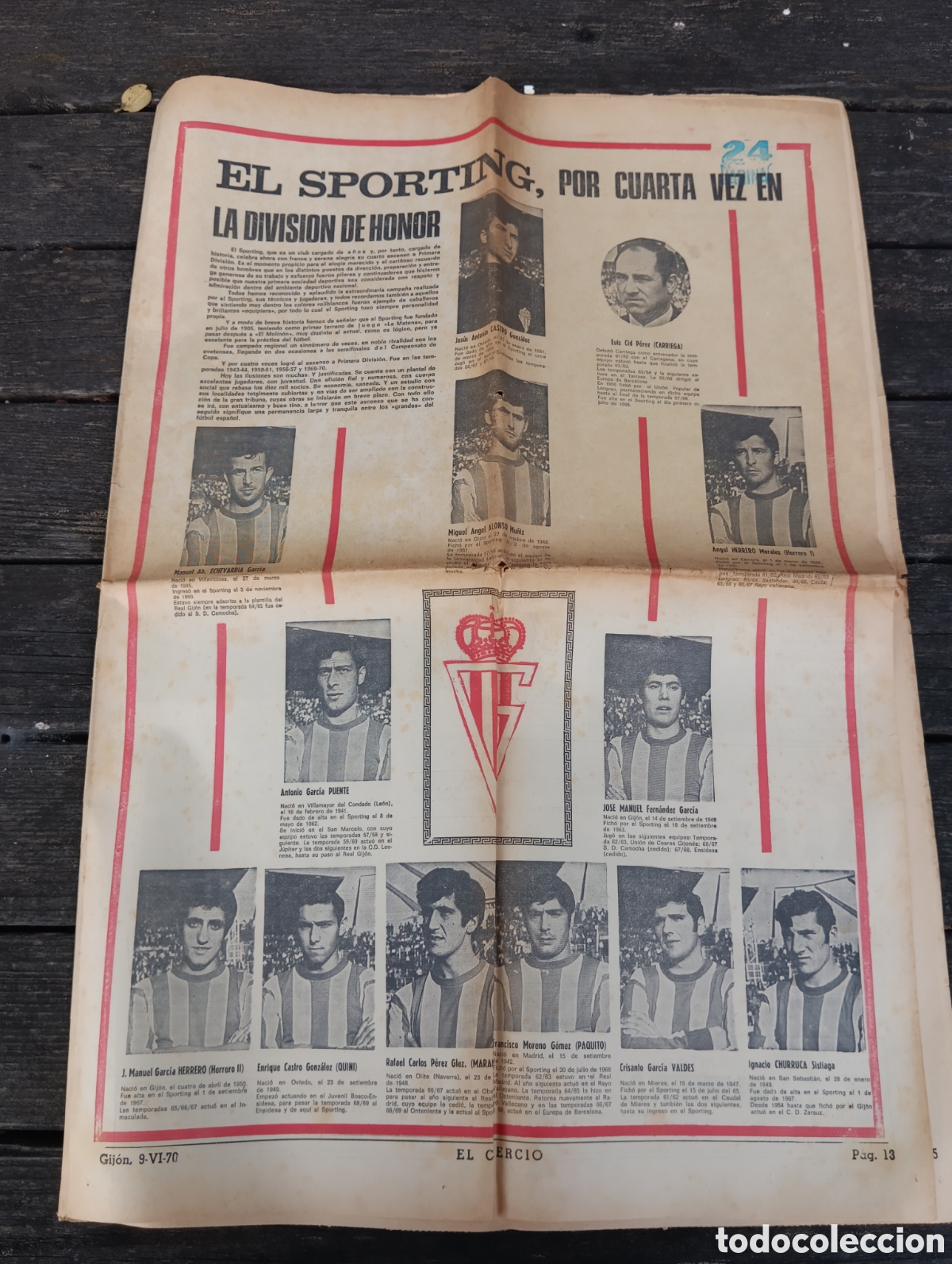 Coleccionismo deportivo: ARTICULO PERIODICO 1970 ASCENSO SPORTING GIJON Y MUNDIAL 1970.