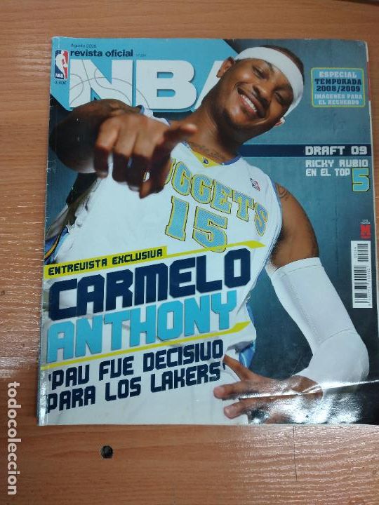 Coleccionismo deportivo: REVISTA OFICIAL NBA, N&ordm; 204. RICKY RUBIO EN EL TOP 5. CARMELO ANTHONY... AGOSTO 2009