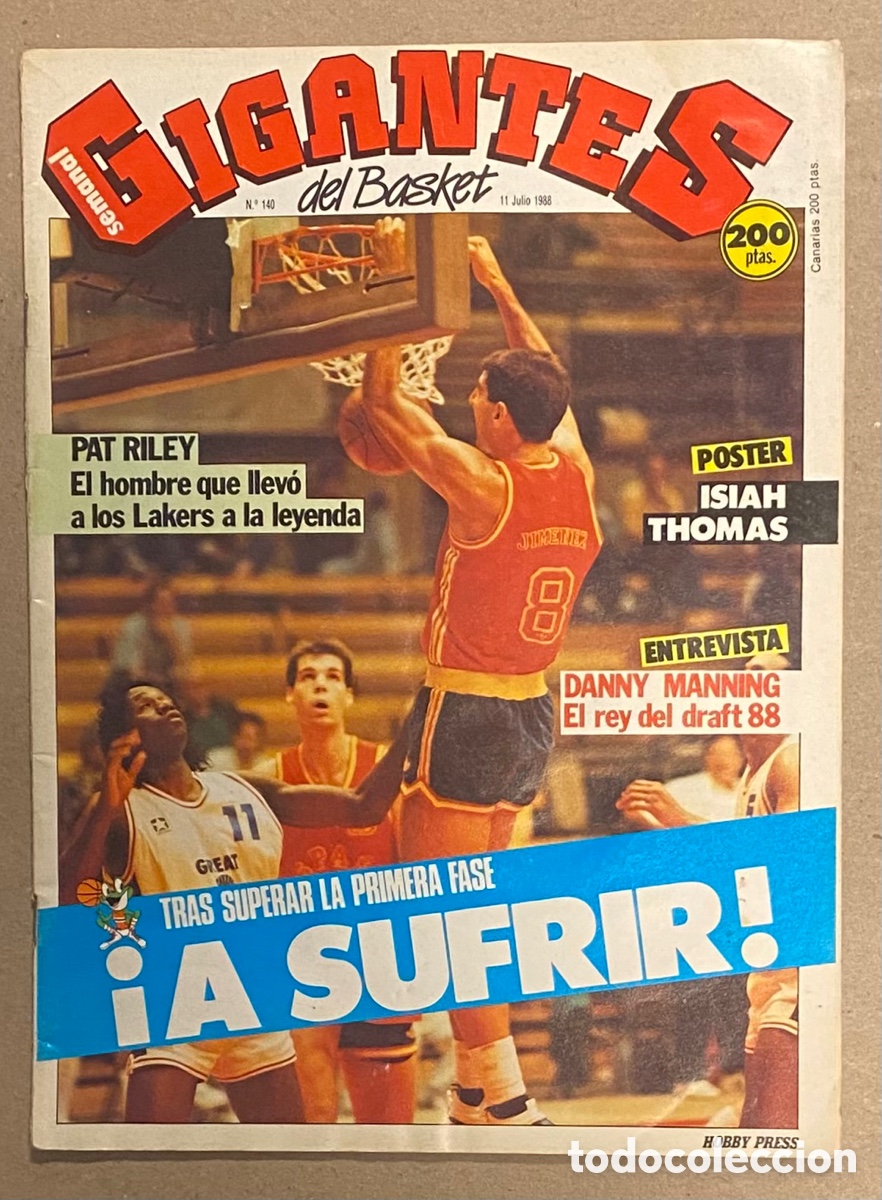 Collezionismo sportivo: GIGANTES DEL BASKET N&deg; 140 (1988). SELECCI&Oacute;N ESPA&Ntilde;OLA PREOL&Iacute;MPICO, PAT RILEY, DANNY MANNING