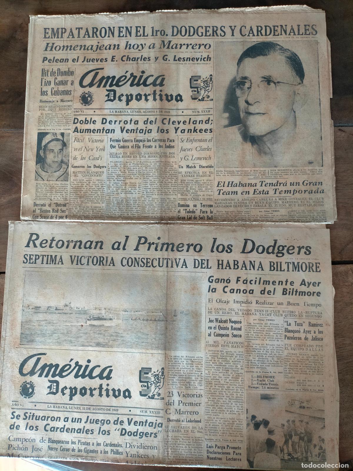 Coleccionismo deportivo: Revistas antiguas Am&eacute;rica deportiva La Habana 15 de agosto de 1949 XXXIII 8 de agosto 1949 XXXII