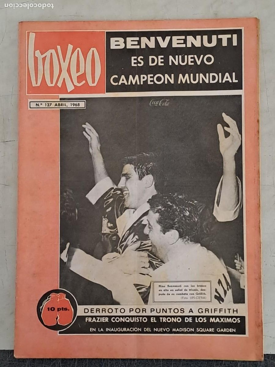 Coleccionismo deportivo: Boxeo 127, Benvenuti es de nuevo campe&oacute;n Mundial, en buen estado