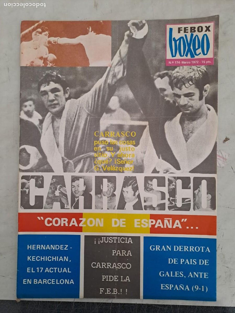 Coleccionismo deportivo: Febox boxeo 174, Carrasco corazon de Espa&ntilde;a, en buen estado