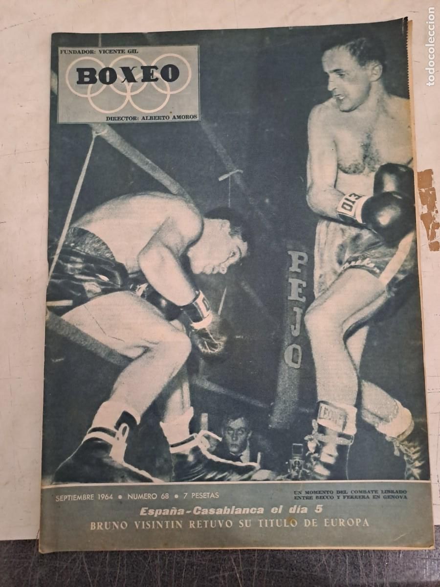 Coleccionismo deportivo: Boxeo 68, Bruno Visintin retuvo su titulo de Europa, en muy buen estado